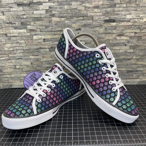 BOGO The Animal Rescue Site Animal Lover Paw Print Lace Up Sneakers sz 8 - Picture 2 of 4